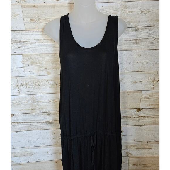 aerie OFFLINE Jumpsuit Drawstring Waist Size Large Black Baggy Racerback Tank - Picture 3 of 8